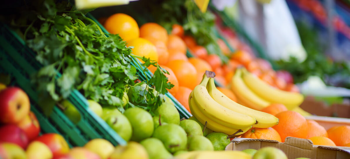 Fresh Healthy Bio Fruits And Vegetables On Bremen Farmer Agricultural Market